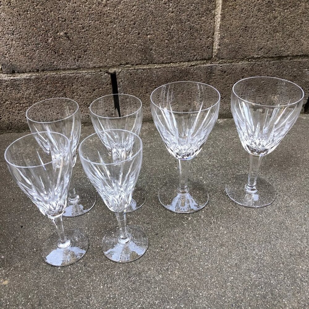 Vintage STUART ENGLAND Crystal Wine Water Glasses Set of 6 Cordial EUC​​